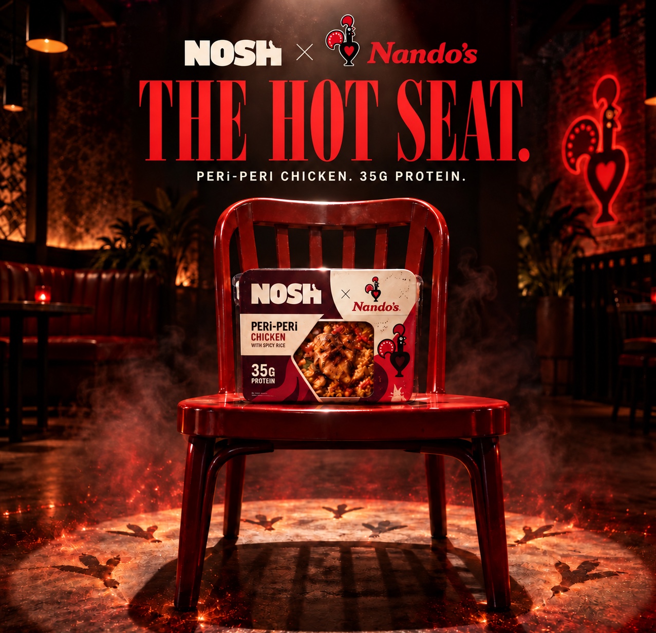 Nosh x Nando's Hot Seat peri-peri chicken campaign visual