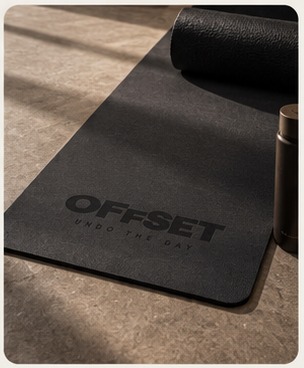 Offset-branded recovery mat rolled out on the studio floor